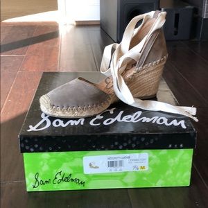 San Edelman lace up wedge espadrilles